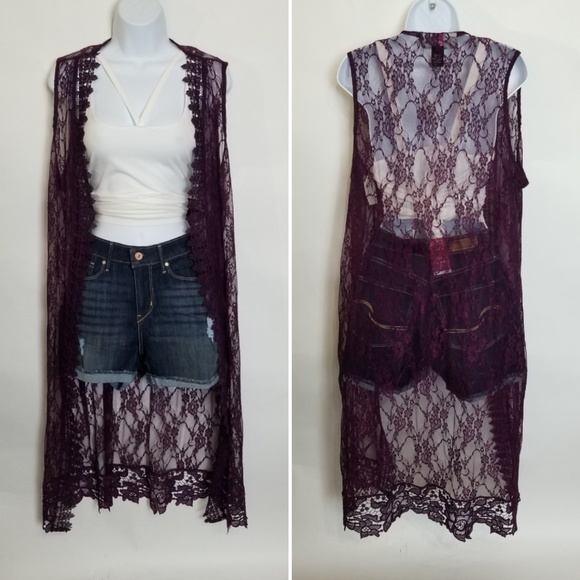 Sleeveless Open Lace Cardigan - Picture 4 of 5